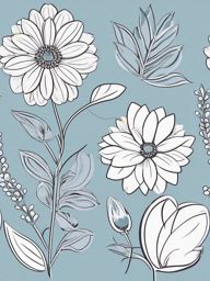 Flower clipart outline, A floral illustration in a simple outline style.  simple, 2d flat