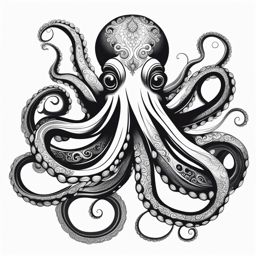 octopus tattoo black and white design 