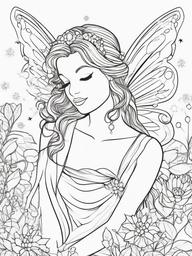 Fairy with Sparkles Coloring Pages - Glowing Sparkles Surround a Happy Fairy  minimal black outline printable sheet, coloring page