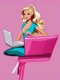 Barbie clipart - Barbie with a laptop  clipart