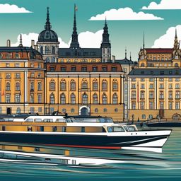 Stockholm clipart - Stockholm Palace and city islands,  color vector clipart