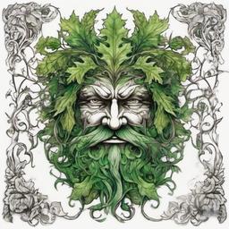 The greenman  ,tattoo design, white background