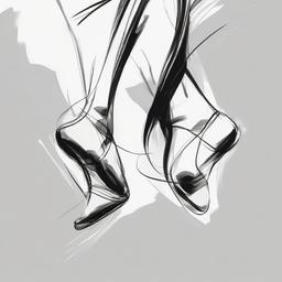 drawing of feet in a dance pose  minimal rough sketch scribbles,doodles,black and white