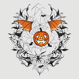 Cool Halloween Tattoo - Stylish and cool tattoo with a Halloween theme.  simple color tattoo,minimalist,white background