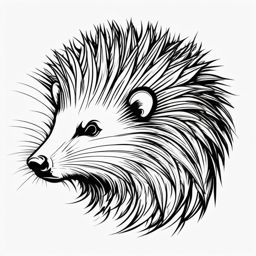 Porcupine Tattoo - Protective porcupine with its sharp quills  few color tattoo design, simple line art, design clean white background