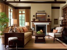 Colonial living room features classic wooden furniture, warm colors, and simple decor, providing a cozy and timeless gathering space.  