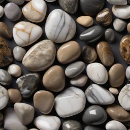 Marble resembling river rocks with a polished and organic look top view, product photoshoot realistic background, hyper detail, high resolution