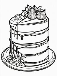 Cake Coloring Pages - Chocolate cake with chocolate ganache  simple coloring pages