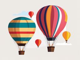 Hot Air Balloon Clipart - A colorful hot air balloon aloft.  transport, color vector clipart, minimal style