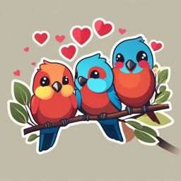 Lovebirds on a Branch Emoji Sticker - Perched in love's sanctuary, , sticker vector art, minimalist design