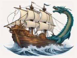 ship clipart - a ship transformed into a majestic dragon, navigating uncharted waters 