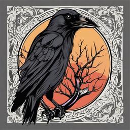 crow tattoo  simple vector color tattoo