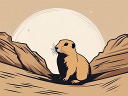 Black-Tailed Prairie Dog Clip Art - Black-tailed prairie dog in its burrow,  color vector clipart, minimal style