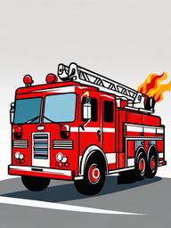 Fire Truck clipart - fire truck with a firefighter waving  color,minimalist,vector clipart