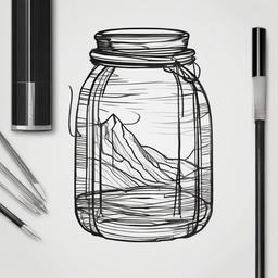 drawing of a jar  minimal rough scribbles,doodles,black and white