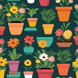 Flowers in pot clipart, Colorful flowers potted and ready for display.  simple, 2d flat