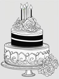 Cake Coloring Pages - Rosewater pistachio cake with petals  simple coloring pages