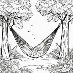 Hammock hanging between two trees  simple coloring pages