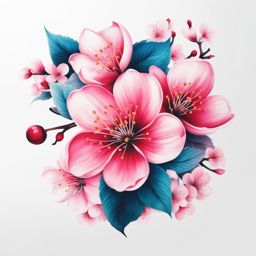 Cherry blossom tattoo male, Tattoos inspired by cherry blossoms, often chosen by men. ,colorful, tattoo pattern, clean white background