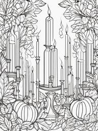 Scented Candles Coloring Pages - Autumn Fragrance Filling the Air  minimal black outline printable sheet, coloring page