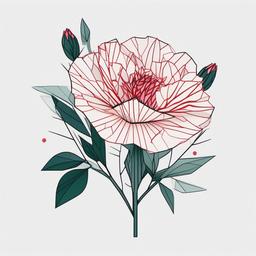 Geometric Carnation Tattoo,Abstract and modern flair in a geometric carnation tattoo, showcasing a unique fusion of art and nature.  simple color tattoo,minimal vector art,white background