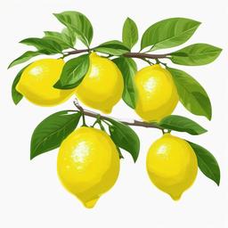 Lemon clipart - lemon tree with bright yellow fruit  color,minimalist,vector clipart, white background  minimalist design, white background, professional color logo vector art