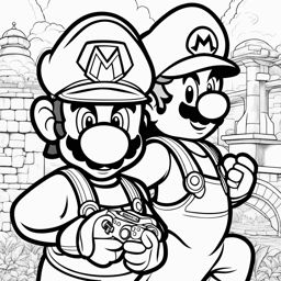 mario coloring pages - mario and luigi embark on a quest in a vibrant video game world. 