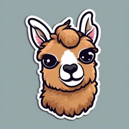 Llama Sticker - A woolly llama with a friendly demeanor. ,vector color sticker art,minimal