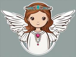 Angel clipart - angel adorned with jewels  color,minimalist,vector clipart