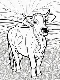 Cow Coloring Pages - Cow with a whimsical pattern on its coat  simple coloring pages