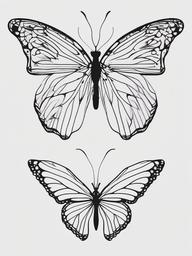 outline simple butterfly tattoo  simple color tattoo,white background,minimal