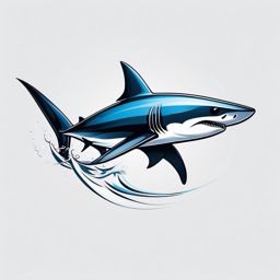 Mako Shark tattoo,A sleek Mako Shark in motion, symbolizing speed and the thrill of the open ocean.  color tattoo style, minimalist, white background