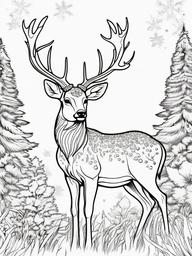 Deer Coloring Pages - Deer surrounded by sparkles and magic  simple coloring pages