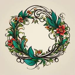 circle vine tattoo  simple vector color tattoo