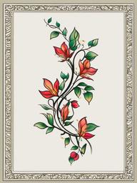 fine line vine tattoo  simple vector color tattoo