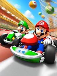 mario coloring pages - mario and luigi race go-karts on a thrilling track. 