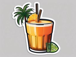 Palm Tree and Tropical Drink Emoji Sticker - Sipping tropical drinks, , sticker vector art, minimalist design