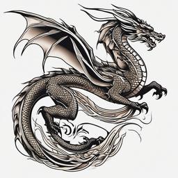 Traditional Tattoo Dragon - Classic and timeless tattoo featuring a traditional dragon.  simple color tattoo,minimalist,white background