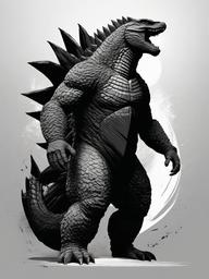 drawings of godzilla  minimal rough sketch scribbles,doodles,black and white