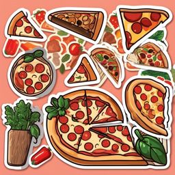 Pizza Sticker - Slice of pizza for food lovers, ,vector color sticker art,minimal