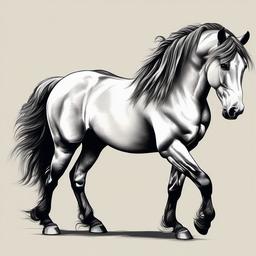 Draft Horse Tattoo - Highlight the strength and power of draft horses with a tattoo, capturing the robust and imposing nature of these heavy horse breeds.  simple tattoo,minimalist,white background