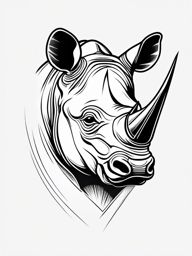 Rhino Tattoo - Sturdy rhino with its horn, representing resilience and strength  few color tattoo design, simple line art, design clean white background