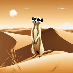Cute Meerkat on a Desert Dune  clipart, simple