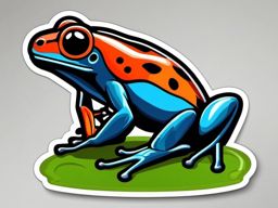 Poison Dart Frog Sticker - A vibrant poison dart frog in the rainforest, ,vector color sticker art,minimal