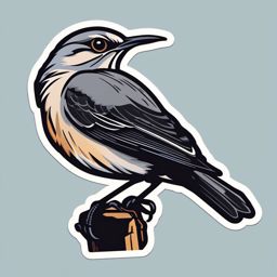 Northern Mockingbird Sticker - A northern mockingbird with a diverse repertoire of songs, ,vector color sticker art,minimal