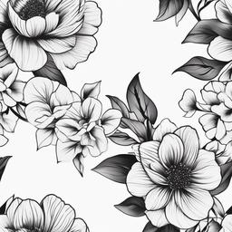 Black and Grey Floral Tattoo - Tattoo featuring floral elements in black and grey color tones.  simple color tattoo,minimalist,white background