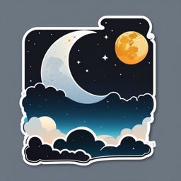 Moon sticker, Nighttime , sticker vector art, minimalist design
