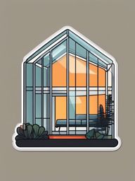 Minimalist Glass House Sticker - Celebrate transparency and modern design with the sleek and minimalist glass house sticker, , sticker vector art, minimalist design