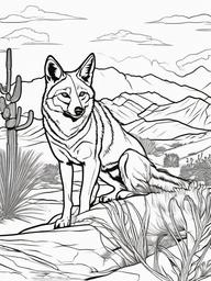 Jackal Coloring Page - Sneaky Desert Scavenger  black outline printable coloring page