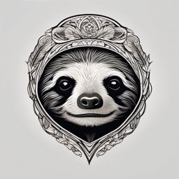 Sloth tattoo, Relaxed sloth tattoo, an emblem of leisure and taking it slow. , tattoo color art, clean white background